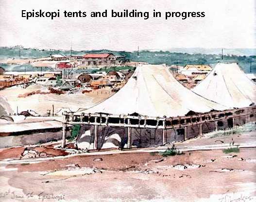 Episkopi tents and building in progress