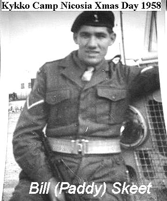 Royal Signals Bill (paddy) Skeet. Kykko Camp Nicosia Xmas day 1958