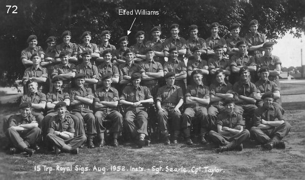 Royal Signals 7 training regiment 15 troop Aug 1952 Elfed Williams